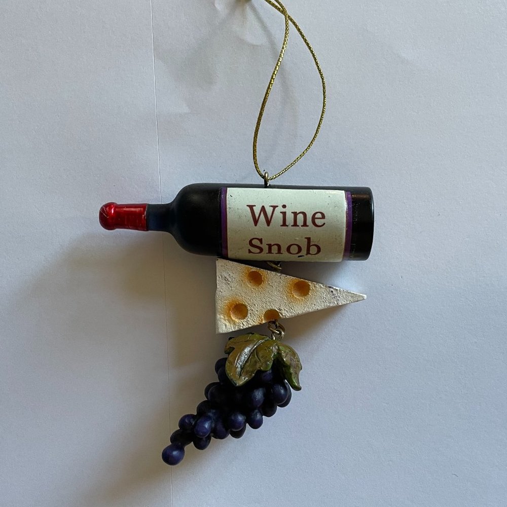 Wine Snob Christmas Ornament Cheese wine grapes
